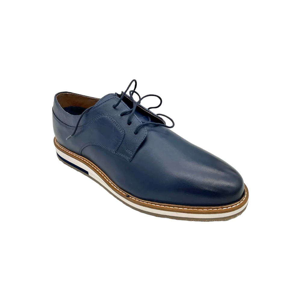 Thomas & Vine Mens Glover Lace-up Round Toe Derby Navy - Wide
